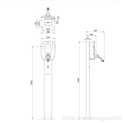Europese standaard Nieuw energievoertuig 11KW Single Gun Wall Monted Charging Pile American Standard 7KW Charging Gun